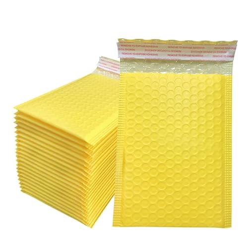 Luftpolster-Versandtaschen, 50 Stück rosa Poly-Bubble-gefütterte Polymailer-Verpackungsbeutel(Yellow-50pcs,18 * 23cm) von YBAAKZIIR