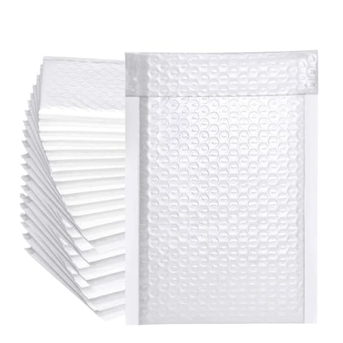 Luftpolster-Versandtaschen, 50 Stück weiße Luftpolstertaschen, selbstklebende Geschenktüten, Verpackungshüllen for Bücher(11x11cm 50PCS) von YBAAKZIIR
