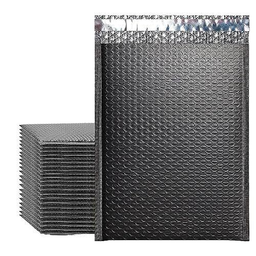 Luftpolster-Versandtaschen, Schwarze, gepolsterte Poly-Umschläge, Verpackung for Geschäftsversand, Druckverschlussbeutel, Rosa, Weiß(25pcs Black,11 * 15cm) von YBAAKZIIR