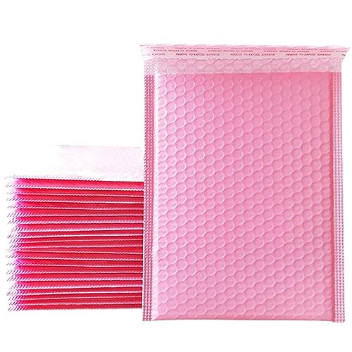 Luftpolster-Versandtaschen, Schwarze, gepolsterte Poly-Umschläge, Verpackung for Geschäftsversand, Druckverschlussbeutel, Rosa, Weiß(25pcs Pink,11 * 15cm) von YBAAKZIIR