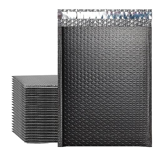 Luftpolster-Versandtaschen, Schwarze, gepolsterte Poly-Umschläge, Verpackung for Geschäftsversand, Druckverschlussbeutel, Rosa, Weiß(50pcs Black,11 * 15cm) von YBAAKZIIR