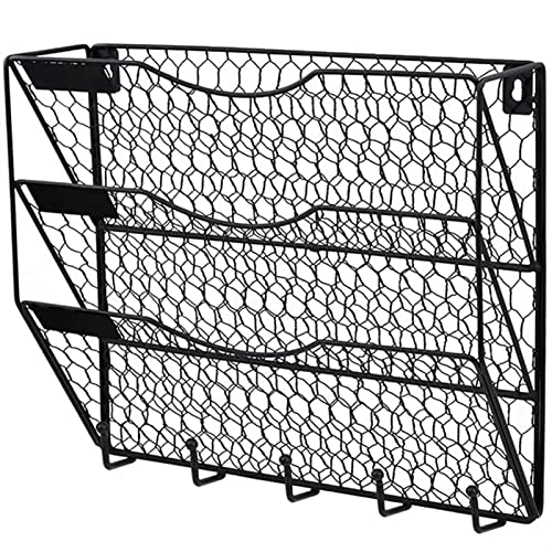 Mesh Wandliteraturhalter, 3-lagiger, wandmontierter Aktenordner mit Haken for Aufhängen des Mail Managers. Wandmontierter Zeitschriftenständer aus Metall mit Hühnerdraht. Akten-Organizer Mesh Wandliteraturhalter, 3-lagiger, wandmontierter Aktenordner mit Haken for Aufhängen des Mail Managers. Wandmontierter Zeitschriftenständer aus Metall mit Hühnerdraht. Akten-Organizer von YBAAKZIIR