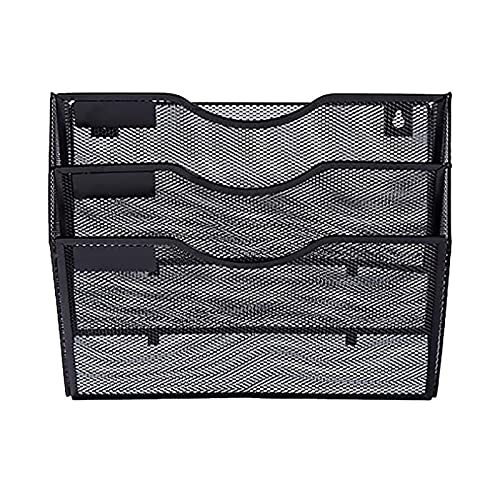 Mesh Wandliteraturhalter， 3-stufiges A4-Netzfach, Aktenhalter, Mail-Organizer, Zeitungs- und Zeitschriftenregal(Black) von YBAAKZIIR