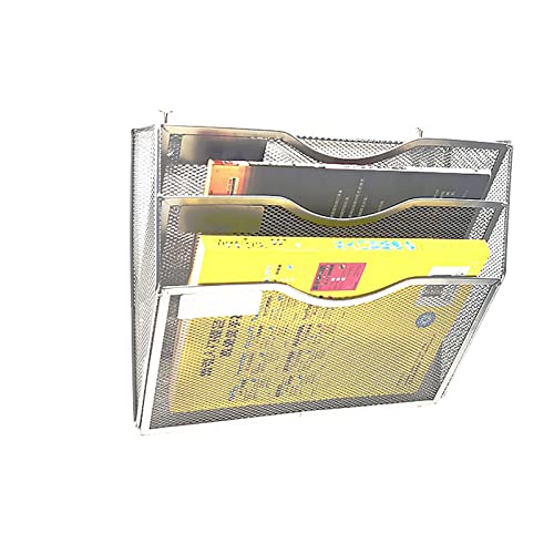 Mesh Wandliteraturhalter， 3-stufiges A4-Netzfach, Aktenhalter, Mail-Organizer, Zeitungs- und Zeitschriftenregal(Gray.) von YBAAKZIIR