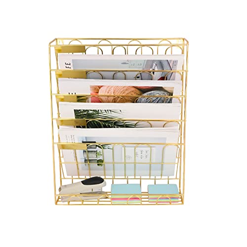 Mesh Wandliteraturhalter, 5-stufiger Metallordner, stapelbarer Hängeordner-Organizer for die Wand, mit Etikettenschlitzhalterungen an Wand und Tür Mesh Wandliteraturhalter, 5-stufiger Metallordner, stapelbarer Hängeordner-Organizer for die Wand, mit Etikettenschlitzhalterungen an Wand und Tür von YBAAKZIIR