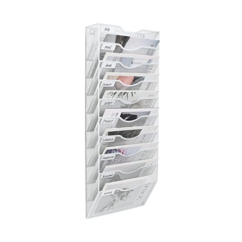 Mesh Wandliteraturhalter, 8-stufiger Schreibtisch-Aufbewahrungs-Organizer im Fach, A4-Dokumenten-Zeitschriftenständer, Wandmontierter Rechnungsaufbewahrungsständer, Zeitschriften-Zeitungshalter(White) Mesh Wandliteraturhalter, 8-stufiger Schreibtisch-Aufbewahrungs-Organizer im Fach, A4-Dokumenten-Zeitschriftenständer, Wandmontierter Rechnungsaufbewahrungsständer, Zeitschriften-Zeitungshalter(White) von YBAAKZIIR