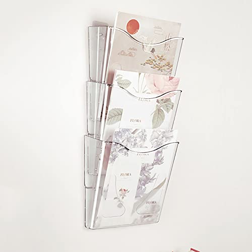 Mesh Wandliteraturhalter， A4-Wandzeitungsständer aus Acryl-Kunststoff, Porträt-Literaturhalter, transparenter, an der Wand montierter Bücherregal-Dokumentenhalter von YBAAKZIIR