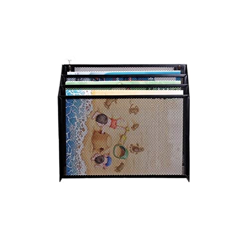 Mesh Wandliteraturhalter, Aktenregal aus Metall mit Schmiedeeisengitter, A4, dreistöckig, zur Wandmontage, Datenspeicherregal-Organizer Mesh Wandliteraturhalter, Aktenregal aus Metall mit Schmiedeeisengitter, A4, dreistöckig, zur Wandmontage, Datenspeicherregal-Organizer von YBAAKZIIR