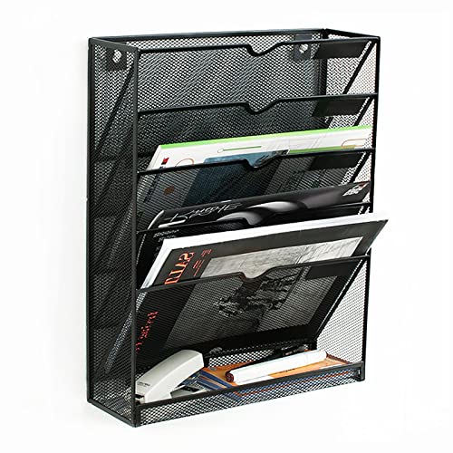 Mesh Wandliteraturhalter， For Büro, Schlafzimmer, Wohnzimmer, praktische Aufbewahrungslösung for Zeitschriften und Zeitungen, silber(Black) von YBAAKZIIR