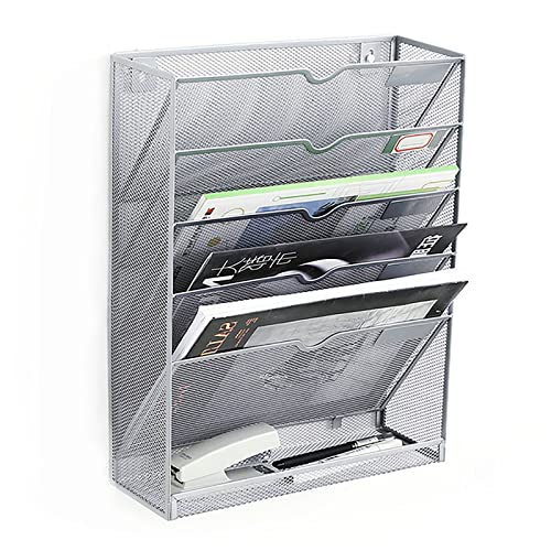 Mesh Wandliteraturhalter， For Büro, Schlafzimmer, Wohnzimmer, praktische Aufbewahrungslösung for Zeitschriften und Zeitungen, silber(Silver) von YBAAKZIIR