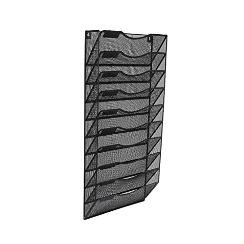 Mesh Wandliteraturhalter， Hängeregistraturhalter mit 10 Taschen, Netz-Organizer aus Metall, Aufbewahrungsregal, Diagramm, Kaskadierung for Zuhause, Büro, Schule(Black) von YBAAKZIIR