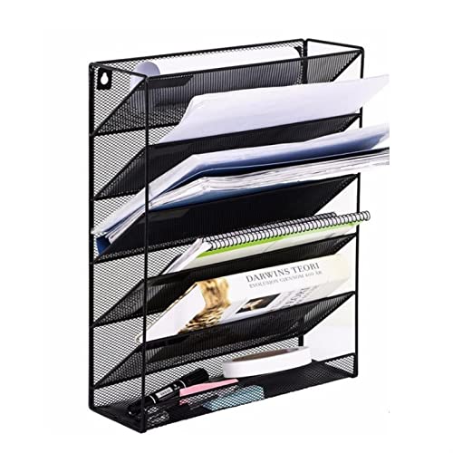 Mesh Wandliteraturhalter, Modernes Aktenregal aus Metall, kreativer Aktenhalter aus Schmiedeeisen zur Wandmontage, fünflagiges Magazin-/Notizbuch-Aufbewahrungsregal Mesh Wandliteraturhalter, Modernes Aktenregal aus Metall, kreativer Aktenhalter aus Schmiedeeisen zur Wandmontage, fünflagiges Magazin-/Notizbuch-Aufbewahrungsregal von YBAAKZIIR