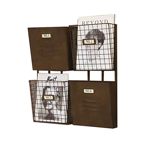 Mesh Wandliteraturhalter， Schwebende Regale, Eisenregal im Industriestil, kreatives Zeitschriftenregal, Blumenregal, Dekoration, Wandregal(Brown) von YBAAKZIIR