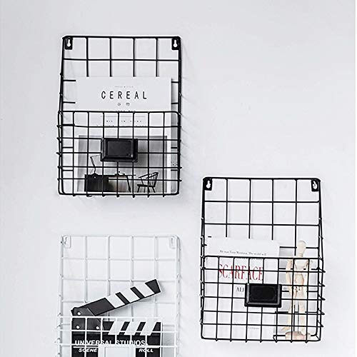 Mesh Wandliteraturhalter， Schwebende Regale Wand Schmiedeeisen Wandbehang Schlafsaal Artefakt Magazin Magazin Wandregal Wohnzimmer Wandregal(White) von YBAAKZIIR