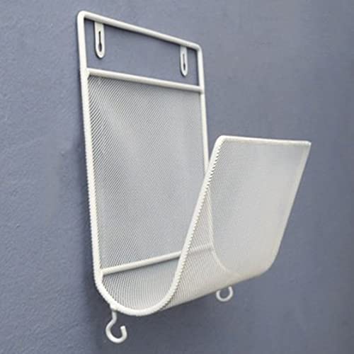 Mesh Wandliteraturhalter， Wandbehang Hängendes Wandbücherregal Wand-Zeitschriftenständer Wohnzimmer-Bücherregal(White) von YBAAKZIIR
