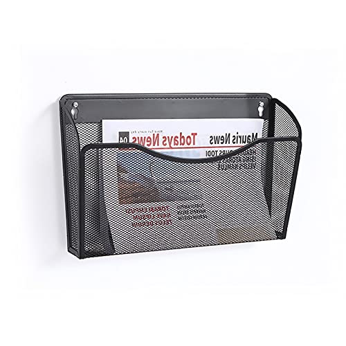 Mesh Wandliteraturhalter， Wandmontierter Zeitschriften-Zeitungsständer, Aufbewahrungskörbe, Bücherregal for Büro, Arbeitszimmer(Black) von YBAAKZIIR