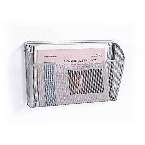 Mesh Wandliteraturhalter， Wandmontierter Zeitschriften-Zeitungsständer, Aufbewahrungskörbe, Bücherregal for Büro, Arbeitszimmer(Silver) von YBAAKZIIR