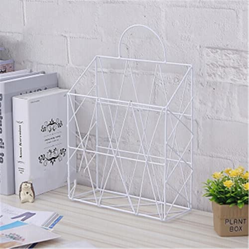 Mesh Wandliteraturhalter， Wandmontierter Zeitschriftenständer Toilettenaufbewahrung Buch- und Zeitungsständer Kleines Rack(White) von YBAAKZIIR