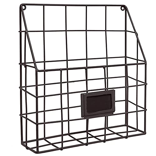 Mesh Wandliteraturhalter， Wandmontierter Zeitschriftenständer aus Metalldraht(Noir) von YBAAKZIIR