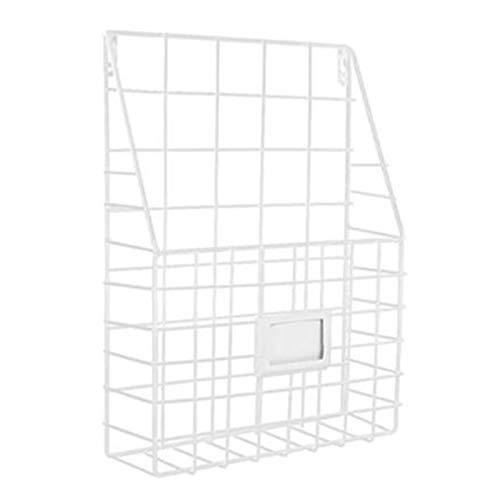 Mesh Wandliteraturhalter， Zeitschriftenständer Desktop Einfache Wandmontage Lagerregal Korb Display Rack Zeitschriftenständer Aktenhalter(White) von YBAAKZIIR