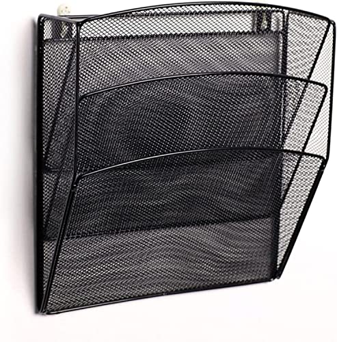 Mesh Wandliteraturhalter， Zeitungsständer, mehrschichtiger Informations- und Zeitschriftenständer, Buchstützen-Organisationsständer, Schwarz, 31,5 x 31 x 9,5 cm von YBAAKZIIR