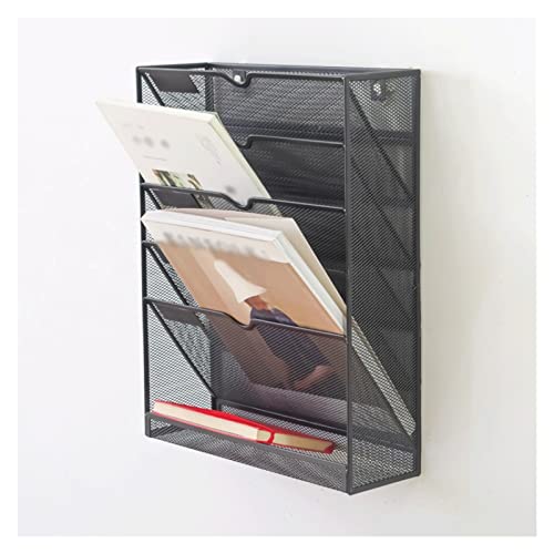 Mesh Wandliteraturhalter， Zeitungsständer Zeitschriftenständer Schmiedeeisen-Präsentationsständer Wandmontierter Klassifizierungs-Schwarz-Datei-Organizer von YBAAKZIIR