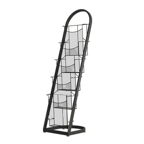 Mesh Wandliteraturhalter， Zeitungsständer aus Eisen, bodenmontierte Zeitschriftenständer, kreative Zeitungsständer, Datenständer aus Metall, Prospektständer(Black,S) von YBAAKZIIR