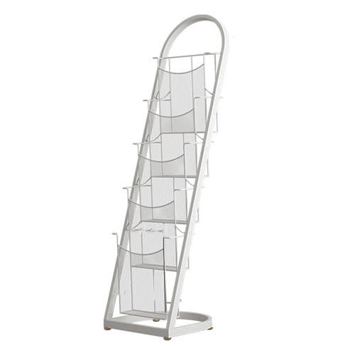 Mesh Wandliteraturhalter， Zeitungsständer aus Eisen, bodenmontierte Zeitschriftenständer, kreative Zeitungsständer, Datenständer aus Metall, Prospektständer(White,S) von YBAAKZIIR