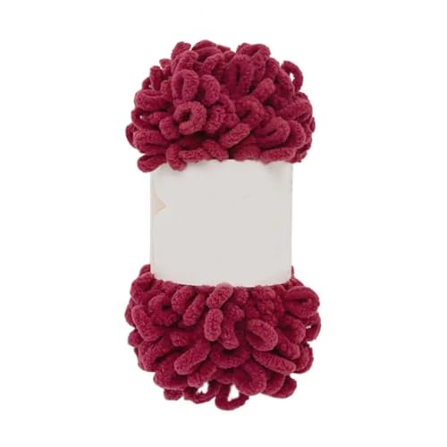 Polyester-Jumbo-Schlingengarn, Finger Loop Strickgarn Häkelgarn Packung mit 2 Rollen Multicolor(Wine Red) von YBAAKZIIR