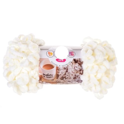 Polyester-Jumbo-Schlingengarn, Handgewebtes Fingerschlaufengarn Polyester 100g Rolle 3er-Pack Mehrfarbig for DIY(6601 Milk White) von YBAAKZIIR