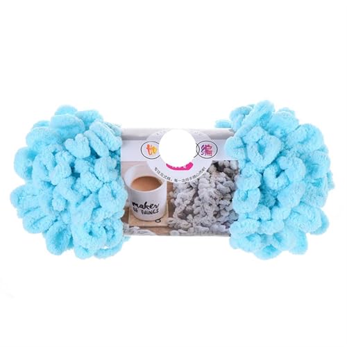 Polyester-Jumbo-Schlingengarn, Handgewebtes Fingerschlaufengarn Polyester 100g Rolle 3er-Pack Mehrfarbig for DIY(6610 Light Blue) von YBAAKZIIR