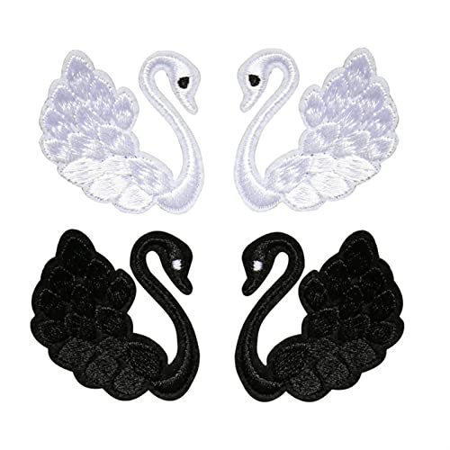 Stickerei-Spitzenapplikation, 2 Stück bestickte Applikationen, Aufnäher, Stoffaufkleber, schwarzer Schwan, for Schuhe und Taschen, Aufnäher, Kleidung, Dekoration, Zubehör, 4,5 x 4 cm(Multi colored) Stickerei-Spitzenapplikation, 2 Stück bestickte Applikationen, Aufnäher, Stoffaufkleber, schwarzer Schwan, for Schuhe und Taschen, Aufnäher, Kleidung, Dekoration, Zubehör, 4,5 x 4 cm(Multi colored) von YBAAKZIIR