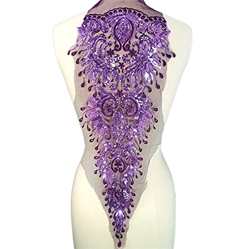 Stickerei-Spitzenapplikation, Lila Mieder, Zierkleidung, Damen, Spitze, for Aufnähen, Pailletten, Kristalle, Design, Patches, Applikationen for Couture-Kleider, Kostüm-Accessoire, 4 Formen(B shape 25x von YBAAKZIIR