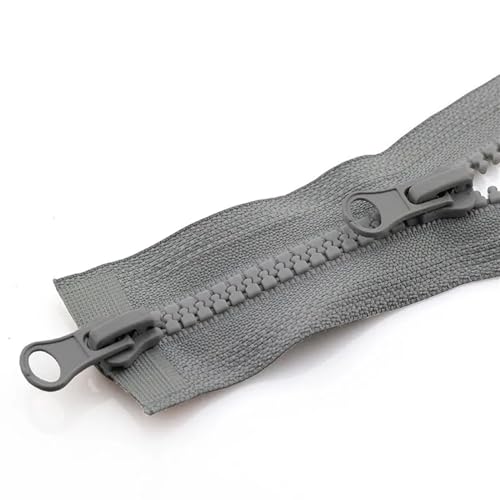 YBAAKZIIR Nylon-Reißverschlüsse zum Nähen Crafts， 3 Stück Doppelter offener Kopf-Reißverschluss, Jacke, Doppel-Reißverschluss(Gray,90CM-5#) von YBAAKZIIR