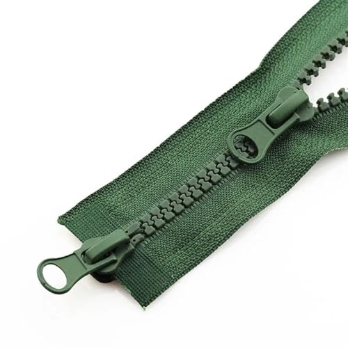 YBAAKZIIR Nylon-Reißverschlüsse zum Nähen Crafts， 3 Stück Doppelter offener Kopf-Reißverschluss, Jacke, Doppel-Reißverschluss(Green,90CM-5#) von YBAAKZIIR