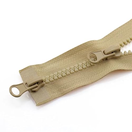YBAAKZIIR Nylon-Reißverschlüsse zum Nähen Crafts， 3 Stück Doppelter offener Kopf-Reißverschluss, Jacke, Doppel-Reißverschluss(Khaki,80CM-5#) von YBAAKZIIR