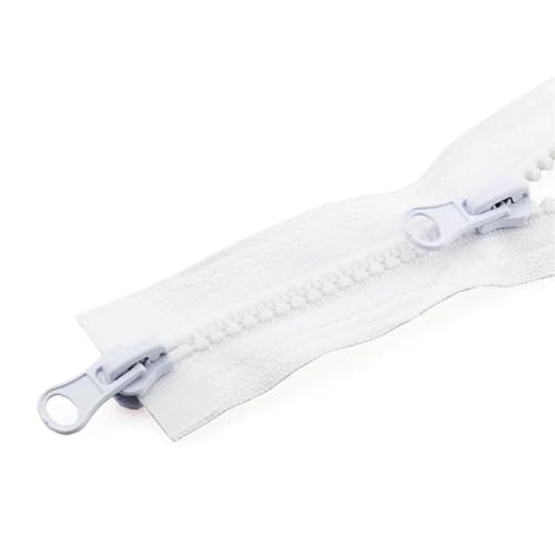 YBAAKZIIR Nylon-Reißverschlüsse zum Nähen Crafts， 3 Stück Doppelter offener Kopf-Reißverschluss, Jacke, Doppel-Reißverschluss(White,90CM-5#) von YBAAKZIIR