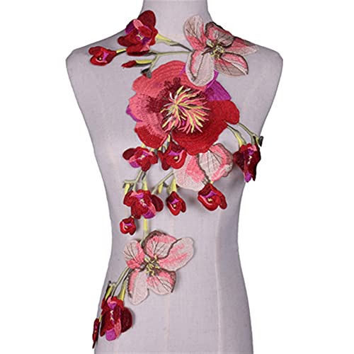 YBAAKZIIR Stickerei-Spitzenapplikation, 1PC Große Graue Blume Spitze Bestickt Ausschnitt Kragen Trim Kleidung Stoff Nähen Liefert Handwerk Hochzeit Kleid Applique(Black Nickel) von YBAAKZIIR
