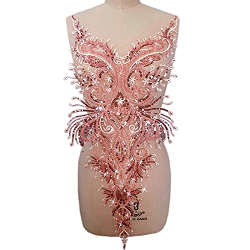 YBAAKZIIR Stickerei-Spitzenapplikation, Goldgelbe Perlen Pailletten Designer Couture Nähen Pailletten Strass Patches Kleidung Applikationen for Brautkleider 4 Größe(Antique Copper) von YBAAKZIIR