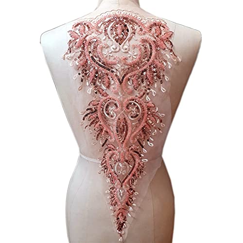 YBAAKZIIR Stickerei-Spitzenapplikation, Goldgelbe Perlen Pailletten Designer Couture Nähen Pailletten Strass Patches Kleidung Applikationen for Brautkleider 4 Größe(Antique Silver) von YBAAKZIIR