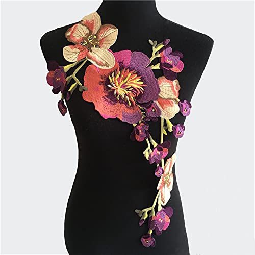 YBAAKZIIR Stickerei-Spitzenapplikation, Stickerei-Spitzenstoff, Polyester, Venise-Applikation, Nähbesatz, Spitzenkragen, Ausschnitt, Zubehör, Basteln for Nähen des Kleides(Purple) von YBAAKZIIR