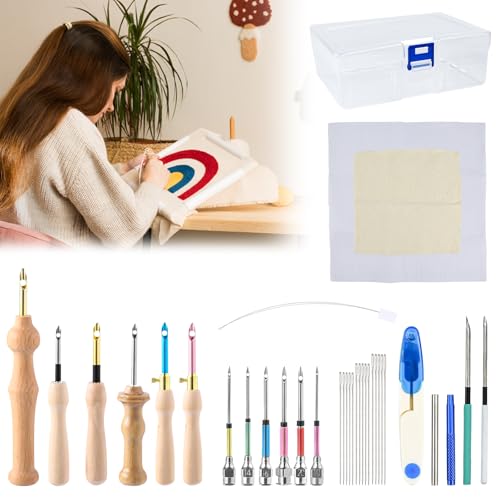 YBCCBY 35 Stück Punch Needle Set Stickerei anfänger stanznadel Holzgriff Sticknadel Verstellbar Kreuzstich Set Punchneedle Stick Nadel Stickstift Embroidery Kit für DIY Nähen Stickerei YBCCBY 35 Stück Punch Needle Set Stickerei anfänger stanznadel Holzgriff Sticknadel Verstellbar Kreuzstich Set Punchneedle Stick Nadel Stickstift Embroidery Kit für DIY Nähen Stickerei von YBCCBY