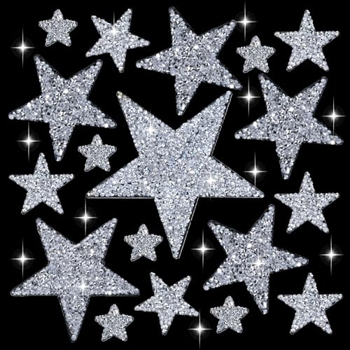 YBEATY 24 Stück 5 Größen Aufbügler Stern Patches Selbstklebende Sternform Patches Verzierungen Glitzernde Strass Applikationen Aufkleber DIY PaillettenAccessoire Dekoration für Kleidung Jeans(Silber) YBEATY 24 Stück 5 Größen Aufbügler Stern Patches Selbstklebende Sternform Patches Verzierungen Glitzernde Strass Applikationen Aufkleber DIY PaillettenAccessoire Dekoration für Kleidung Jeans(Silber) von YBEATY