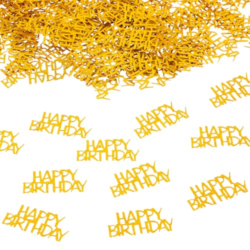 YBEATY 300 Stück Gold Happy Birthday Konfetti Geburtstag Party Dekorationen Geburtstag Kuchen Konfetti Metallic Folienballon Tisch Streudekorationen für DIY Kunst Handwerk Tisch Streuparty Supplies von YBEATY