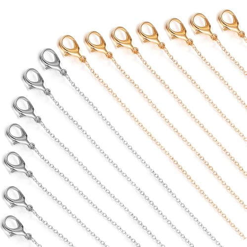 YBEATY 40 Stück Halsketten-Ketten, vergoldet, versilbert, für Anhänger, DIY-Schmuckherstellung, Zubehör, Schmuckherstellung, Halsketten, Zubehör (48,3 cm) von YBEATY