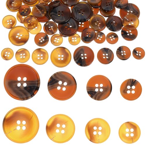 YBEATY 80 Stück gemischte Nähknöpfe, 4 Löcher, zum Basteln, runde Knöpfe, Blazer-Knöpfe, 2 Farben, 4 Größen (15 mm, 18 mm, 20 mm, 25 mm), gemischte runde Nähknöpfe für Kleidung, Mäntel, Blazer, Anzüge von YBEATY