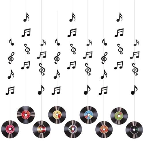 YBEATY 9 Stück Retro Schallplatten Musiknoten Banner Hängende Ausschnitte Decken Rock Roll Party Musik Noten Dekorationen Schallplatte Notenausschnitt Wanddekoration Schild Zubehör für 50er 70er 90er YBEATY 9 Stück Retro Schallplatten Musiknoten Banner Hängende Ausschnitte Decken Rock Roll Party Musik Noten Dekorationen Schallplatte Notenausschnitt Wanddekoration Schild Zubehör für 50er 70er 90er von YBEATY