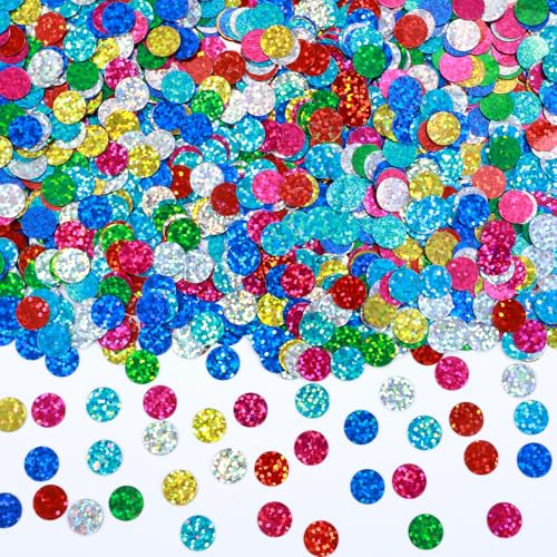 YBEATY Mehrfarbiges Glitzerfolien Konfetti flach glitzernd rund Kreis Pailletten bunte Streudeko metallische Punkte Flitter Kunsthandwerk Applikationen Dekorationen für Feiertage Weihnachtsfeiern von YBEATY