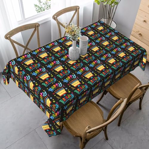 Rechteckige Tischdecke mit Aufdruck "Happy Birthday", 89 x 140 cm, pflegeleichte Stoff-Tischdecke für Frühlingsfeiern Rechteckige Tischdecke mit Aufdruck "Happy Birthday", 89 x 140 cm, pflegeleichte Stoff-Tischdecke für Frühlingsfeiern von YBGHDAA