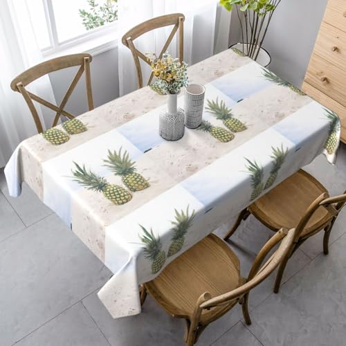YBGHDAA Rechteckige Tischdecke mit Ananasaufdruck am Sommerstrand. Pflegeleichte Stoff-Tischdecke für Frühlingsfeiern YBGHDAA Rechteckige Tischdecke mit Ananasaufdruck am Sommerstrand. Pflegeleichte Stoff-Tischdecke für Frühlingsfeiern von YBGHDAA